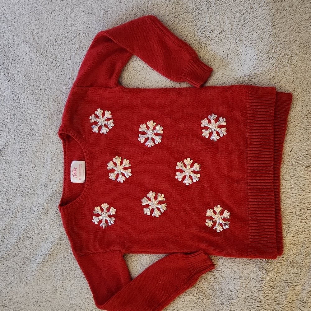 Justice Red Snowflake Sweater- girls size 10